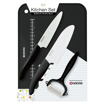 日本京瓷 KYOCERA 14cm +11cm 陶瓷刀 刨刀 砧板 四件組 GP-402 WH【最新款】【小福部屋】