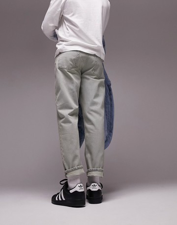 Topman straight jeans in dirty light wash tint-Blue