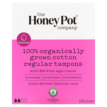 The Honey Pot Company, 全有機種植衛生棉條，常規型，18 條
