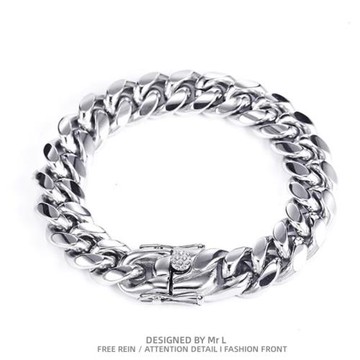 美式潮牌鈦鋼古巴手鏈男女嘻哈街頭潮流百搭歐美網紅高級感手飾
