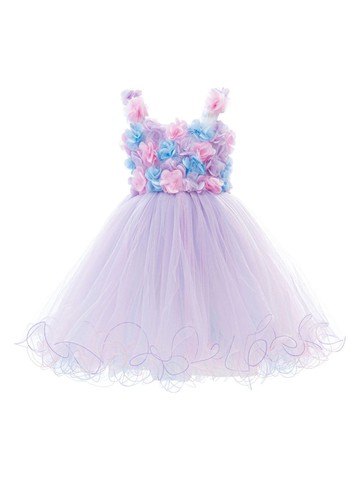 Tulleen - floral-appliqué tulle dress - kids - Cotton/Polyester - 4 yrs - Purple