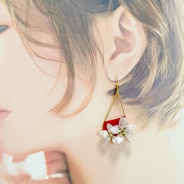 櫻花水滴造型耳夾・耳環 (日本之花/手作乾燥花)