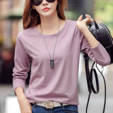 2020春季新品純棉長袖t恤女上衣寬松休閑韓版百搭顯瘦大碼秋衣