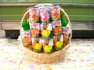 缶詰め盛りかご プレゼント お見舞い お供え  水果 fruit 送料無料 盆　お供え