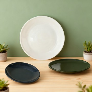 【哩皿生活】潔晶圓盤 3入組 仿瓷質感 野餐盤 露營餐具 甜點盤