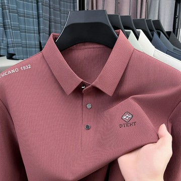 長袖t恤男秋冬新款無痕寬松彈力高級感翻領簡約商務Polo衫男t恤鑫弘-衣錦男裝