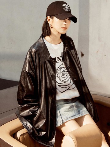 VINTAGE HALF LEATHER STRING BLAZER [BLACK]