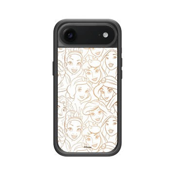 iPhone Air Mod NX -邊框背蓋組合 (相機按鈕) 黑 - 迪士尼-公主系列 Disney Princess - Pattern系列-迪士尼公主 線稿