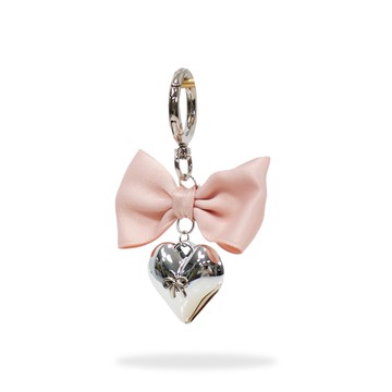粉色緞帶愛心吊飾 | 粉