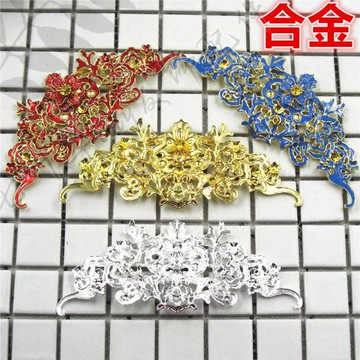 合金滴油仿景泰藍燒藍大花大型發冠前片 diy發飾古裝古風手工鳳冠