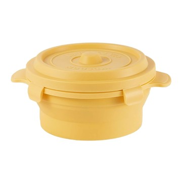 HOUSUXI 舒希 鑄鐵鍋矽膠折折盒 蜜黃色 900ml  1 個容器 + 1 個蓋子  1個