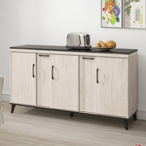 【MUNA 家居】炭燒白橡色5尺石面餐櫃下座/L550-1