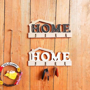 歐式入戶玄關裝飾掛鉤壁掛式衣帽鉤創意木制鑰匙掛架衣帽架掛衣架