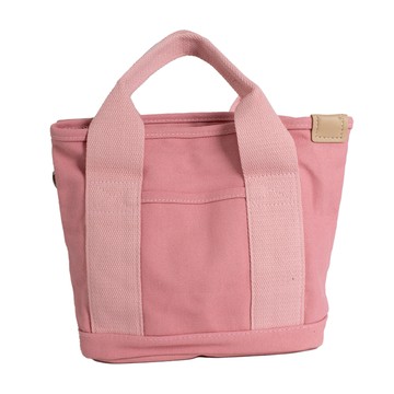 日系時尚多夾層帆布手提單肩包 A  21 x 15 x 23cm  粉色