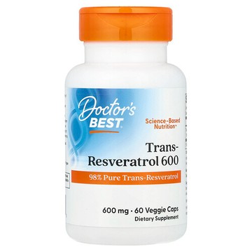 Doctor's Best, 優效反式白藜蘆醇 600，600 毫克，60 粒素食膠囊
