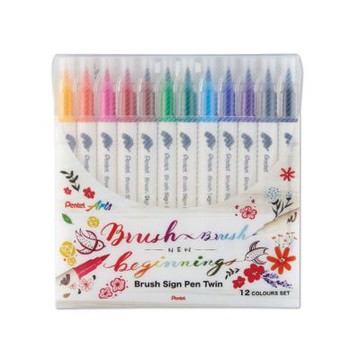 【Pentel 飛龍】雙頭柔繪筆 12色 /盒 SESW30C-12