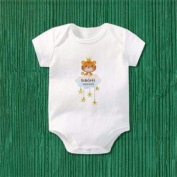 小虎與星星 短袖包屁衣 客製 嬰兒 新生兒 彌月 滿月 禮物