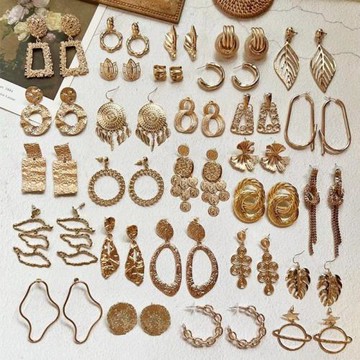 歐美風復古氣質簡約百搭幾何金屬圓環鏤空不規則夸張耳環耳飾女