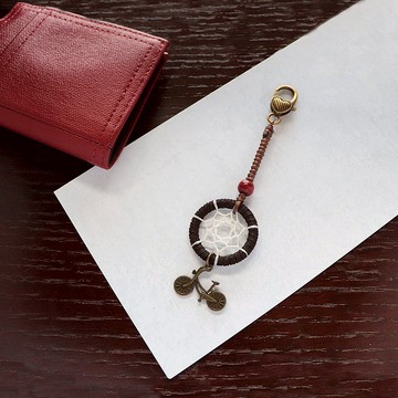 【限量】懷舊腳踏車丨禮物 手工編織 捕夢網吊飾 包包掛飾-可可黑