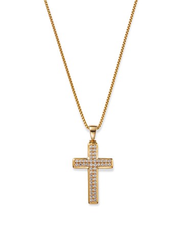 Bloomingdale's Fine Collection Men's Diamond Cross Pendant Necklace in 14K Yellow Gold, 1.0 ct. t. w. - Exclusive