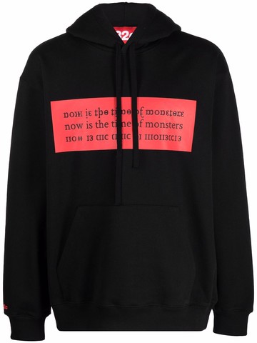 032c - logo-print organic cotton hoodie - unisex - Organic Cotton - XXL - Black