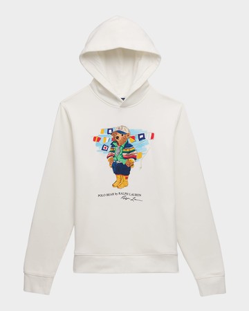 Boy's Graphic Polo Bear Hoodie, Size S-XL