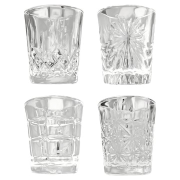 ARTWARE 玻璃雕花燒酒杯 4入 耐熱玻璃杯套裝  透明色  1組