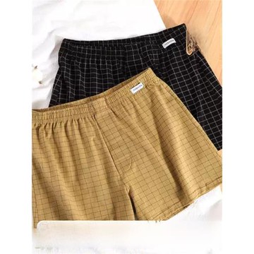 男純棉阿羅褲內褲大碼舒適居家睡褲休閑格子四角短褲寬松平角褲頭