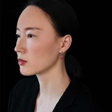 朱砂耳圈 未時原創s925純銀紅色天然本命年女睡覺可以戴的耳環