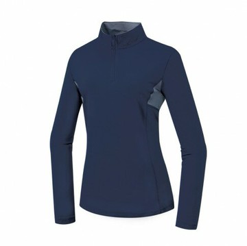 【【蘋果戶外】】山林 51P48 88 深藍 女 透氣排汗長袖上衣 半門襟 拉鍊式抗UV 吸濕排汗透氣快乾 春夏 Mountneer