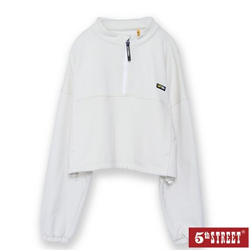 女裝 大學T 長袖 T恤 TEE 半開襟 上衣 淺卡其 (560983) 【5th STREET】【APP下單享4%回饋】 最高折426