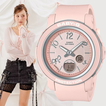 CASIO 卡西歐 BABY-G 緞帶雙顯女錶-粉色 BGA-290RA-4A