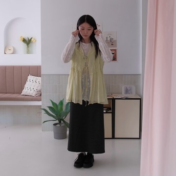 日系疊穿！中長款綁帶蕾絲/棉麻背心