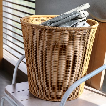 臟衣服收納筐仿藤編織臟衣籃家用 大號酒店毛巾筐臟衣簍
