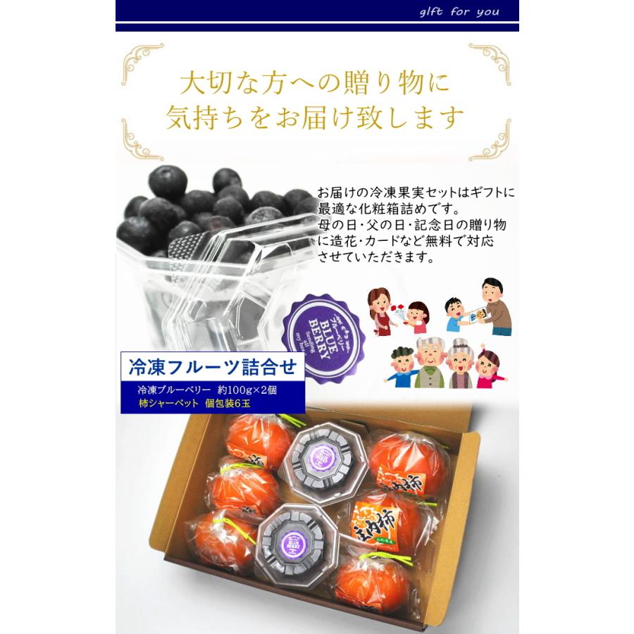 冷凍ブルーベリー（100g×2P）＆柿シャーベット（6個）化粧箱詰め　ブルーベリーと柿の冷凍フルーツギフトセットご指定日対応