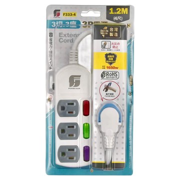 FONG HUA 崶華 3開3插電腦延長線 台灣製造  1.2m  白色  1條