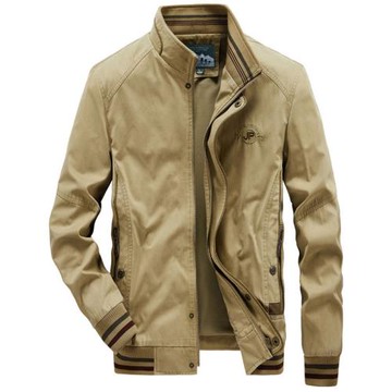 春秋款純棉男士立領夾克多口袋大碼中年美式復古工裝軍旅休閑外套