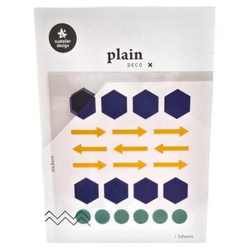 Suatelier Design 裝飾貼紙套裝 3張入 plain deco  藍色 + 黃色 + 綠色  1組