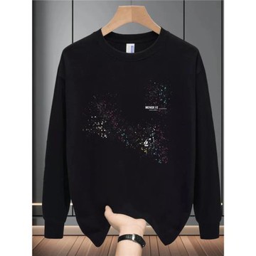 秋季港風休閑時尚純棉長袖T恤男裝潮牌創意印花圓領寬松百搭上衣