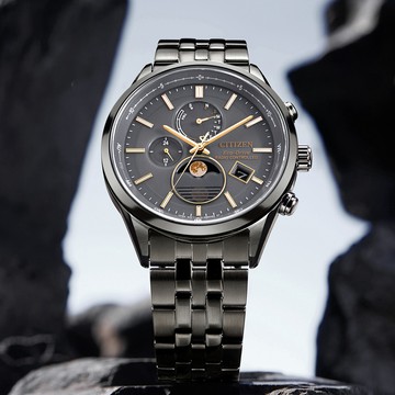 CITIZEN 星辰 曜月 計時月相電波錶 男錶 手錶-42mm灰 BY1037-51H