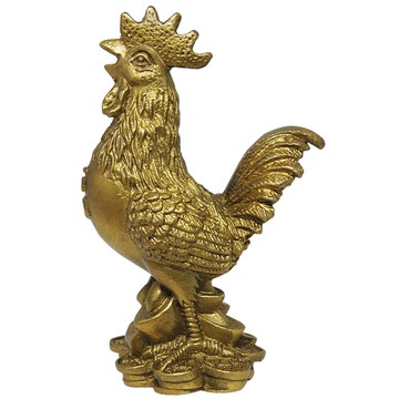 【吉祥開運坊】【化煞銅公雞 小型 腳踩元寶及古錢 化電線 蜈蚣煞】開光 擇日