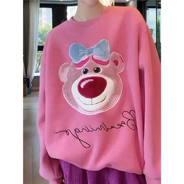 潮牌粉色春秋薄款小眾加絨衛衣