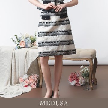 現貨【MEDUSA 曼度莎】法式優雅蕾絲小香風短裙（M-XL）｜女小香風裙 蕾絲短裙 氣質裙