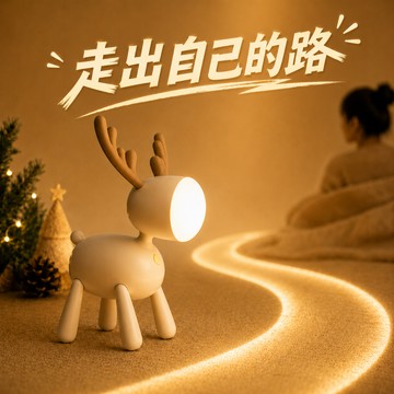 快速出貨🚚【走出自己的路_你是最棒的】麋鹿LED情境小夜燈-淺棕 Caldo 卡朵生活