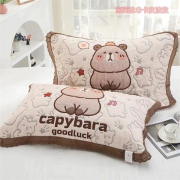 花邊純棉紗布枕巾一對裝全棉家用單人高檔加厚枕頭巾吸汗透氣
