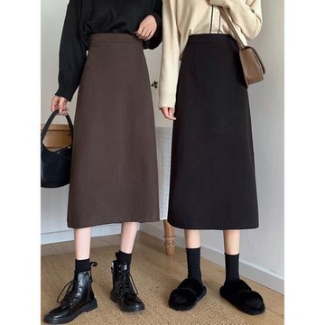 直筒高腰黑色半身裙女秋冬2025年新款裙子包臀裙中長款A字裙長裙