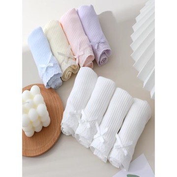 百分百純棉內褲女全棉白色少女學生日系抗菌大碼中低腰褲頭