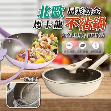 晶彩鈦金 馬卡龍不沾炒鍋30cm