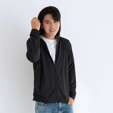UPF50+吸濕排汗男防曬外套_連帽黑色