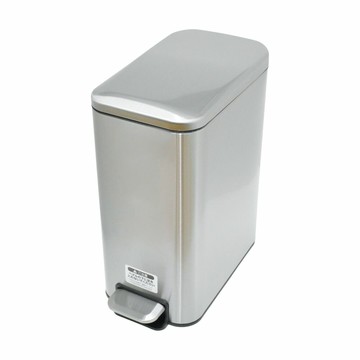 不鏽鋼腳踏垃圾桶 細長型12L 緩降 靜音 腳踏 附有內桶